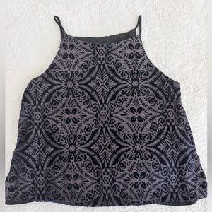 Aqua Black and Gray Patterned Halter Camisole